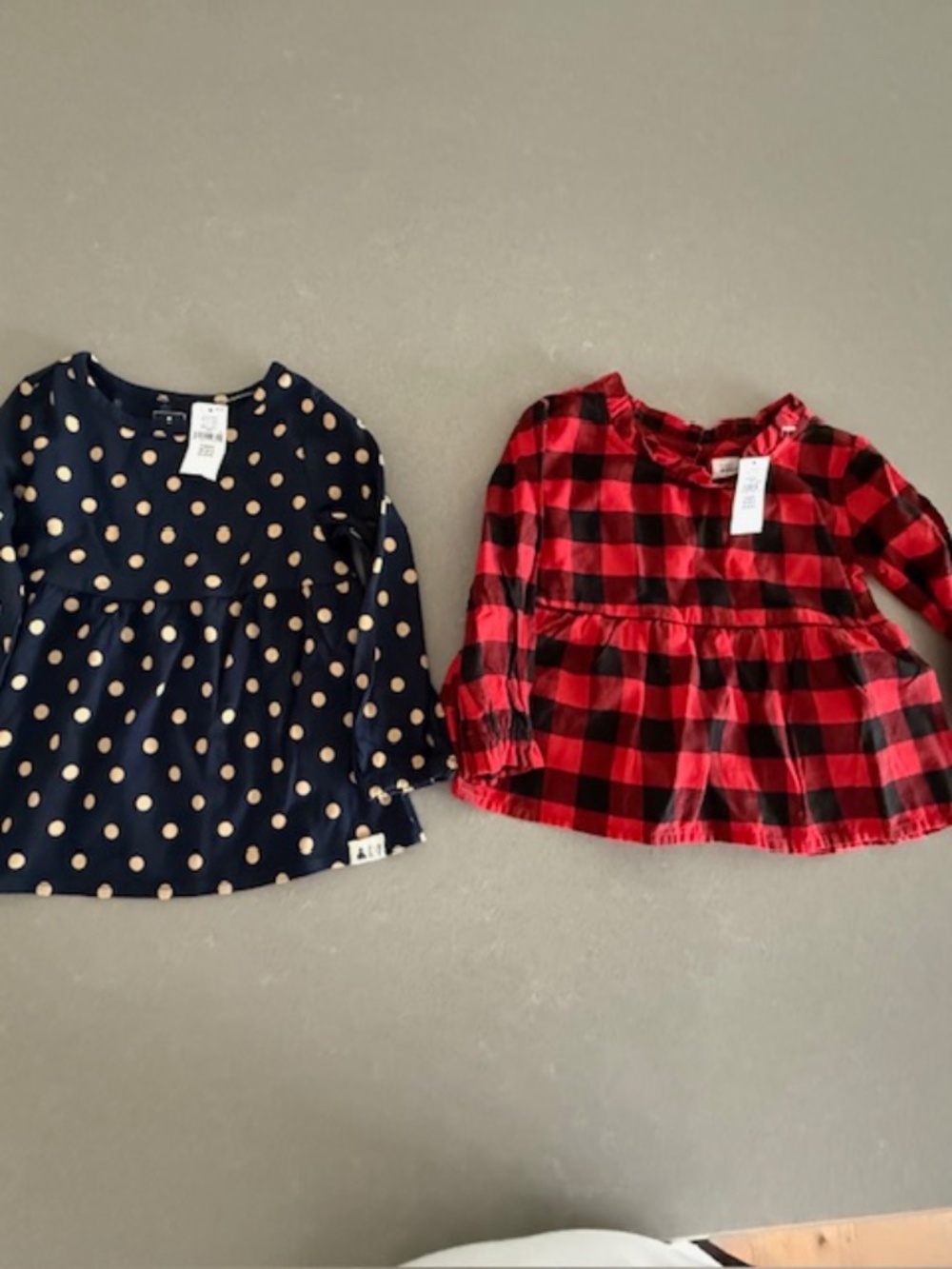 NWT 2 Toddler 3T 3 Years Girl Gap Peplum Long Sleeve Tops Red Buffalo Navy Polka